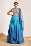 Buy_Suruchi Parakh_Blue Georgette Embroidery Sequin Round Neck Ombre Lehenga Set _at_Aza_Fashions