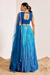 Shop_Suruchi Parakh_Blue Georgette Embroidery Sequin Round Neck Ombre Lehenga Set _at_Aza_Fashions