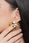 Buy_Zariin_Multi Color Garnet Shakti Navratan Stone Studded Earrings _at_Aza_Fashions