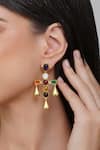 Buy_Zariin_Multi Color Garnet Navratan Stone Studded Earrings _at_Aza_Fashions