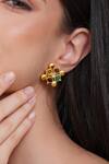 Buy_Zariin_Multi Color Garnet Geometric Carved Stud Earrings _at_Aza_Fashions