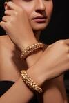 Buy_VIVINIA by Vidhi Mehra_Gold Plated Kundan Polki Studded Bangle - Set Of 2 _at_Aza_Fashions