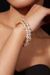 Buy_VIVINIA by Vidhi Mehra_Gold Plated Zirconia Embellished Bangle - Set Of 2 _at_Aza_Fashions