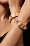 Shop_VIVINIA by Vidhi Mehra_Gold Plated Onyx Ston Studded Bangle - Set Of 2 _at_Aza_Fashions