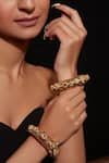 Shop_VIVINIA by Vidhi Mehra_Gold Plated Kundan Onyx Stone Studded Bangle - Set Of 2 _at_Aza_Fashions