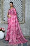 Shop_Khwaab by Sanjana Lakhani_Pink Soft Silk Geometric Motifs Saree _Online_at_Aza_Fashions