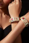 Buy_VIVINIA by Vidhi Mehra_Gold Plated Kundan Stone Embellished Bangle - Set Of 2 _at_Aza_Fashions