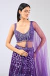 Rabani & Rakha_Purple Georgette Embroidered Sequin Sweetheart Naida Floral Jaal Lehenga Set _Online_at_Aza_Fashions