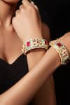 Shop_VIVINIA by Vidhi Mehra_Gold Plated Kundan Stone Embellished Bangle - Set Of 2 _at_Aza_Fashions