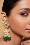 Buy_VIVINIA by Vidhi Mehra_Gold Plated Kundan Bead Embellished Jhumkas _at_Aza_Fashions