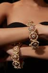 VIVINIA by Vidhi Mehra_Gold Plated Kundan Onyx Stone Embellished Bangle - Set Of 2 _Online_at_Aza_Fashions