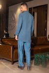 Shop_AMIT ARORA_Blue Kurta Embroidered Geometric Pattern Short With Pant _at_Aza_Fashions