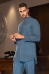 Buy_AMIT ARORA_Blue Kurta Embroidered Geometric Pattern Short With Pant _Online_at_Aza_Fashions