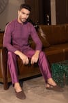 AMIT ARORA_Wine Kurta Embroidered Abstract Pattern Short With Pant _Online_at_Aza_Fashions