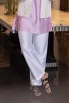 Amit Arora_Purple Mohair, Cotton Embroidery Crochet Waistcoat With Aligarhi Set _Online_at_Aza_Fashions