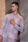 Shop_Amit Arora_Pink Polyester Embroidery Hand Waistcoat And Kurta Set_at_Aza_Fashions