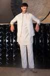 Buy_AMIT ARORA_Ivory Waistcoat Silk Velvet Hand Embroidered Sequin And Kurta Set _at_Aza_Fashions