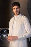 Shop_AMIT ARORA_Ivory Waistcoat Silk Velvet Hand Embroidered Sequin And Kurta Set _at_Aza_Fashions