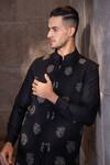 Shop Amit Arora Black Modal, Cotton, Silk Embroidery Floral Butta Waistcoat And Kurta Set at Aza Fashions Shop_Amit Arora_Black Modal, Cotton, Silk Embroidery Floral Butta Waistcoat And Kurta Set _at_Aza_Fashions