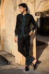 Buy_Dash And Dot_Black Cotton Embroidery Zig Zag Stitch Shirt With Pant_at_Aza_Fashions