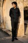 Dash And Dot_Black Cotton Embroidery Zig Zag Stitch Shirt With Pant_Online_at_Aza_Fashions