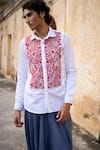 Buy_Dash and Dot_White 100% Organic Cotton Embroidered Thread Bib Shirt _Online_at_Aza_Fashions