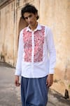 Shop_Dash and Dot_White 100% Organic Cotton Embroidered Thread Bib Shirt _Online_at_Aza_Fashions