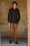 Buy_Dash And Dot_Black 100% Organic Cotton Embroidered Thread Border Shirt _at_Aza_Fashions