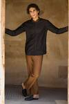 Shop_Dash And Dot_Black 100% Organic Cotton Embroidered Thread Border Shirt _Online_at_Aza_Fashions