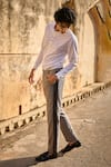 Shop_Dash and Dot_Grey 100% Polyester Woven Metallic Pant _Online_at_Aza_Fashions