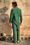 Shop_Dash and Dot_Emerald Green 100% Polyester Embroidered Thread Running Stitch Pant _at_Aza_Fashions