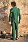 Shop_Dash and Dot_Emerald Green 100% Polyester Embroidered Thread Running Stitch Shirt With Pant _at_Aza_Fashions