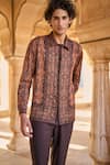 Buy Dash And Dot Brown Viscose Embroidery Earth Ikat Print Full Sleeve Shirt Online at Aza Fashions Buy_Dash And Dot_Brown Viscose Embroidery Earth Ikat Print Full Sleeve Shirt _Online_at_Aza_Fashions