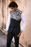 Shop_Dash And Dot_Black Viscose, Polyester Embroidery Floral Bundi _Online_at_Aza_Fashions