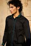 Shop_Dash And Dot_Black 100% Organic Cotton Embroidery Thread Shirt With Pant _Online_at_Aza_Fashions