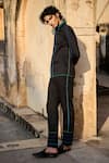 Dash And Dot_Black 100% Organic Cotton Embroidery Thread Shirt With Pant _at_Aza_Fashions