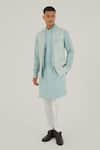 Buy_Dhruv Vaish_Blue Silk Embroidered Thread Powder Jawahar Jacket _Online_at_Aza_Fashions