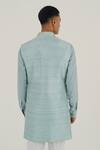 Shop_Dhruv Vaish_Blue Silk Embroidered Zari Open Jawahar Jacket _at_Aza_Fashions