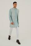 Dhruv Vaish_Blue Silk Embroidered Zari Open Jawahar Jacket _Online_at_Aza_Fashions