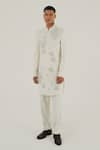 Dhruv Vaish_Ivory Silk Embroidered Zari Floral Sherwani _Online_at_Aza_Fashions