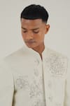 Buy_Dhruv Vaish_Ivory Silk Embroidered Zari Floral Sherwani _Online_at_Aza_Fashions