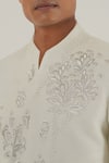 Shop_Dhruv Vaish_Ivory Silk Embroidered Zari Floral Sherwani _Online_at_Aza_Fashions