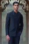 Shop_Dhruv Vaish_Black Terriwool Embroidered Flap Detailed Jacket With Trouser _at_Aza_Fashions