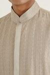 Buy_Dhruv Vaish_Cream Cotton Silk Chanderi Embroidered Veil Kurta With Solid Pant _Online_at_Aza_Fashions