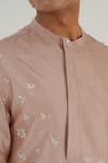 Dhruv Vaish_Pink Silk Embroidery Metallic Floral Kurta Set _Online_at_Aza_Fashions