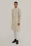 Buy_Dhruv Vaish_Ivory Cotton Silk Chanderi Embroidery Thread Kurta Set _Online_at_Aza_Fashions