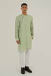 Buy_Dhruv Vaish_Green Silk Embroidery Metallic Floral Kurta Set _at_Aza_Fashions