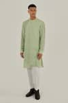 Buy_Dhruv Vaish_Green Silk Embroidery Metallic Floral Kurta Set _Online_at_Aza_Fashions