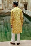 Shop_Dhruv Vaish_Yellow Chanderi Printed Abstract Kurta Set _at_Aza_Fashions