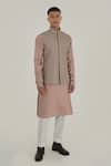 Buy_Dhruv Vaish_Pink Silk Embroidery Thread Work Jawahar Jacket _at_Aza_Fashions